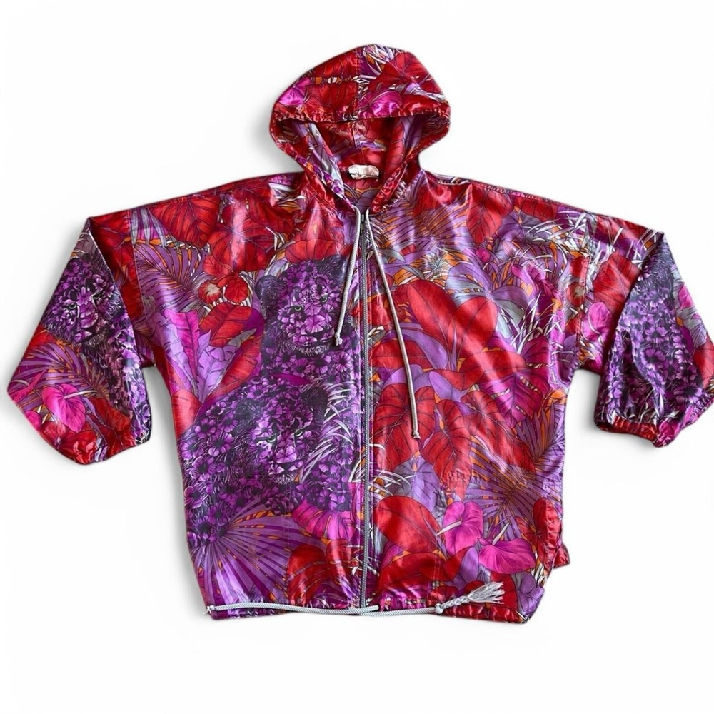 Vintage 80s Salvatore Ferragamo Camouflage Summer Jungle windbreaker jacket OS